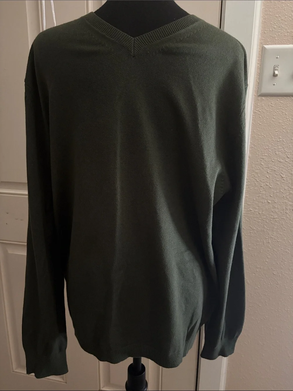 Banana Republic Silk Cashmere Blend V-Neck Sweater Olive Green SZ MED